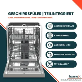 Homex DWSI601449E Einbau-Geschirrspüler (teilintegrierbar, 598 mm)
