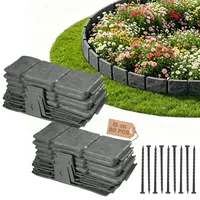 Rasenkante Kunststoff, Beeteinfassung Beetumrandung Kunststoff, Blumenbeet Umrandung, Beetbegrenzung, Mähkante, Gartenzaun, Flexible Rasenkanten, Steinoptik - 5 m (Höhe:10 cm)