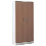 Gürkan Stahlschrank 100114 verkehrsweiß, wenge 92,0 x 42,0 x 195,0 cm, aufgebaut