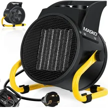 Masko MASKO® Elektroheizer Heizlüfter Bauheizer Keramik Heizstrahler elektrisch Heizgerät mit Thermostat Elektroheizer mit 3 Heizstufen, Heizgebläse für Innen- und Außeneinsatz