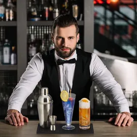 Relaxdays Barmatte 2er Set, mit Noppen, 30 x 15 cm, schwarz