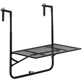 Outsunny Balkonhängetisch klappbar 4-fach höhenverstellbarer Hängetisch aus Metall 60x72x60 cm Balkonmöbel, Balkontische