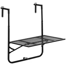 Outsunny Balkonhängetisch klappbar 4-fach höhenverstellbarer Hängetisch aus Metall 60x72x60 cm Balkonmöbel, Balkontische