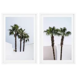 Casa Padrino Luxus Bilder / Kunstdruck Set Palmen Mehrfarbig / Weiß 75 x H. 104,5 cm - Wanddekoration