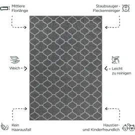 Sanat Boho Teppich – Moderner Teppich im Boho Stil, Geeignet für Wohnzimmer, Schlafzimmer, Flur, Esszimmer und Kinderzimmer – Skandi Grau, Größe: 160 x 230 cm
