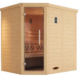 Sauna WEKA "Kemi", beige (natur), Bio-Ofen, externe Steuerung, 7,5 kW, Saunen, 7,5 kW Bio-Ofen mit digitaler Steuerung