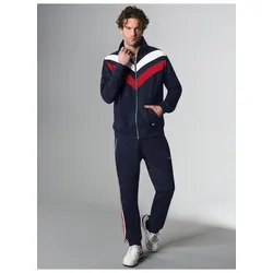 Freizeitanzug TRIGEMA "TRIGEMA Jogginganzug im sportlichen Look", Herren, Gr. L, blau (navy), 70% Baumwolle, 30% Polyester, sportlich, Sportanzüge