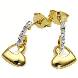 Paar Ohrstecker GOLDMAID "375 Gelbgold Glänzend 6 Diamanten weiß", gelb (gelb, weiß), Ohrringe, Damen, ONE-SIZE, 0,03 ct SI = kleine Einschlüsse, Gold