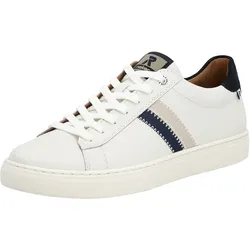 Sneaker RIEKER SPORT, Herren, Gr. 41, bunt (weiß, dunkelblau), Leder, sportlich, Schuhe, mit Leder-Innenfutter, Freizeitschuh, Halbschuh, Schnürschuh