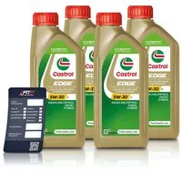 4x 1 L Liter Castrol Edge Fluid Titanium 5W-30 LL Motoröl inkl. Castrol Ölwechselanhänger