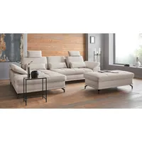 Places of Style Ecksofa Costello, mit Sitztiefenverstellung, und" Armlehnfunktion, incl. 3 Nierenkissen, beige