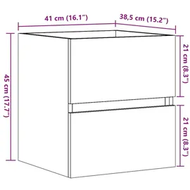 vidaXL Waschbeckenunterschrank Betongrau 41x38,5x45 cm Holzwerkstoff