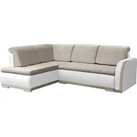 Ecksofa mit Schlaffunktion und Bettkasten | Couch für Wohnzimmer, Schlafsofa Sofagarnitur Sofa Eckcouch L-Form Wohnlandschaft mit Bettfunktion - V... - Beige/Weiß
