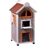 Dobar Katzenhaus Fancy Cat 58 x 55 x 109 cm Grau/Orange/Rot