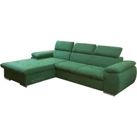 MOEBLO Ecksofa Nilux, Sofa Couch L-Form Polsterecke für Wohnzimmer, Schlafsofa Sofagarnitur Wohnlandschaft, Modernes Ecksofa mit Schlaffunktion, Bettkasten & verstellbaren Kopfstützen – frei im Raum stellbar, mit Bettkasten und Schlaffunktion grün
