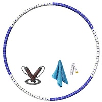 Daskoo Hula-Hoop-Reifen steckbarer Hula Hoop Fitness Reifen, 6-teilig abnehmbar, Ø90cm (Inklusive Springseil und Schweißtuch), Ø90cm, Bauchtrainer für Erwachsene zur Gewichtsreduktion und Massage blau|grau