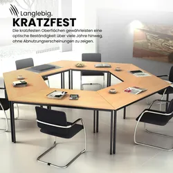 bümö Tisch, Multifunktionstisch 160 x 80 cm in grau - Besprechungstisch, Konferenztisch, Meetingtisch, Mehrzwecktisch, Pausentisch, Besprechungsraum,
