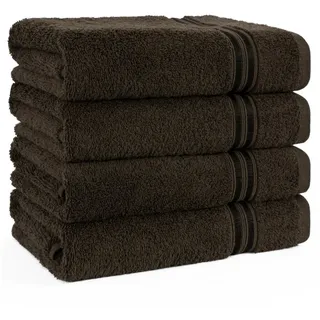 hammetex Handtuch Set »4er Set Handtücher 50x100 cm, 100% Baumwolle, Weich & saugstark, mit Bordüre, einfarbig, weich, braun