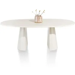 XOOON Lund Esszimmertisch oval MDF-Tischplatte Nebbia/Metallgestell - Nebbia