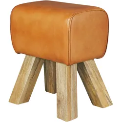 FineBuy Design Sitzhocker Springbock Fußhocker Turnhocker Turnbock Pferd Leder Jeans