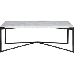Couchtisch LEONIQUE "Saxon Couchtisch", grau (marmor, schwarz), B:122cm H:43cm T:71cm, Tische, Couchtisch, rechteckig, helle Marmorplatte, schwarze Beine, 122x71x43