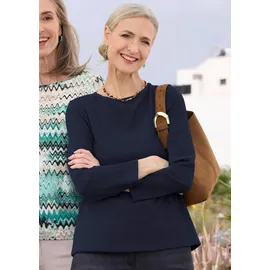 GOLDNER Langarm Melange Jersey-Oberteil Blau 40