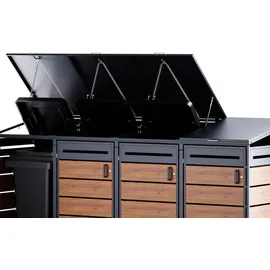RS Trade Mülltonnenbox 4er 240 L  Holzoptik