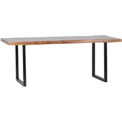 Esstisch 'Vanaja' 220x100 cm, Teak/Antikschwarz Massivholz, Metall Teak