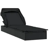 vidaXL Sonnenliege mit Kissen Schwarz 182x118x63 cm Poly Rattan