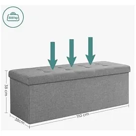 Songmics Sitzbank Truhenbank Hellgrau 110 x 38 x 38 cm