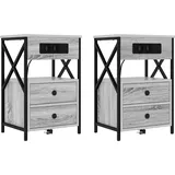 vidaXL Nachttisch 2 pcs Grau Sonoma 40 x 31 x 60 cm