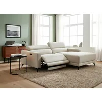 OTTO home Ecksofa OTTO HOME "LEWII, L-Form, 213 cm - elektr. Relaxfunktion", beige, B:213cm H:70cm T:163cm, Webstoff 100% Polyester, Sofas, Ecksofa, mit USB A/C-Anschluss. Federkern, verstellbaren Kopfstützen, Webstoff