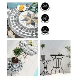 Dehner Gartentisch Ø 60 x 72 cm Braun/Grau/Weiß
