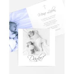 Dankeskarte Taufe selbst gestalten mit Spruch und Fotos im Onlinedesigner bei Meine-Kartenmanufaktur.de