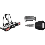 Thule VeloSpace XT Fahrradträger für Anhängerkupplung 3 Fahrräder Silber & One-Key System 6-Pack Black Black 4 Lock cylinders