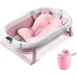 DAKYAM Babybadewanne Multifunktionales Babybad mit Temperaturanzeige und Kopfstütze, (1-tlg), 52*82*22 cm rosa