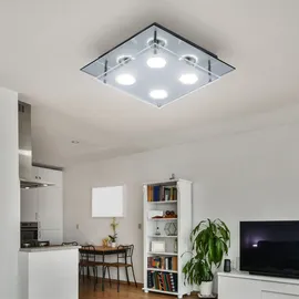 GLOBO Deckenleuchte 4 flammig eckig Chrom Glas