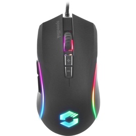 SpeedLink ZAVOS Gaming Mouse – Gaming Maus mit Kabel, mehrfarbige Beleuchtung, 5 Tasten PC Maus kabelgebunden, DPI-Schalter bis 6400dpi, gummierte Oberfläche, ummanteltes Kabel, schwarz