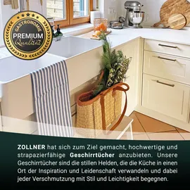 ZOLLNER Geschirrtuch Malmö 50 x 70 cm, 100% Baumwolle, weiß-blau, gestreift- 5 Stück
