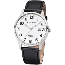 Regent F-1241 Herrenuhr mit Lederband Schwarz/Weiß
