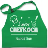 Kinderschürze Schürze Kinder Jungen Mädchen - Kochschürze - Junior Chefkoch mit Name - Wunschnamen - 7-14 Jahre - Grün - kind kochschürzen weihnachten cooking apron schürzen für kleinkinder - 7-13 Jahre