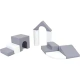 2gether IGLU Soft Play Softbausteine Schaumstoffbausteine Riesenbausteine Bauklötze Spielbausteine mit Anti-Rutsch 10 TLG. Grau/Weiß - Grau