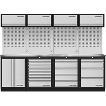 Kraftwerk Mobilio 4er Kombi, 4x Oberschrank,Lochwand, Edelstahl