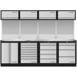 Kraftwerk Mobilio 4er Kombi, 4x Oberschrank,Lochwand, Edelstahl