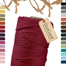 BooGardi Makramee Garn · Dunkelrot 5mm x 100m · 3mm oder 5mm · viele Farben · Baumwollkordel · Baumwollgarn · DIY Bastelkordel · Kordelband