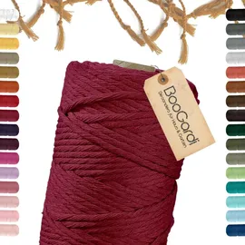 BooGardi Makramee Garn · Dunkelrot 5mm x 100m · 3mm oder 5mm · viele Farben · Baumwollkordel · Baumwollgarn · DIY Bastelkordel · Kordelband