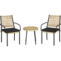 Outsunny Rattan Bistro-Set mit Sitzkissen