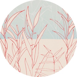 KOMAR Fototapete „Grassland“ Tapeten 125 x 125 cm Gr. B/L: 125 m x 125 m, Rollen: 1 St., rot (rot, blau) Fototapeten Comic