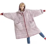 BEDSURE Hoodie Decke mit Ärmeln-Sherpa Kuscheldecke mit Ärmeln Kuschelpullover Tragbare Decke Hoodie als Geschenke für Frauen, Rot - Einheitsgröße