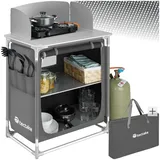 Tectake tectake® Campingküche Premium mit 2 Fächern, faltbar, mit 2 großen Fächern und Windschutz, 76 x 53,5 x 107 cm